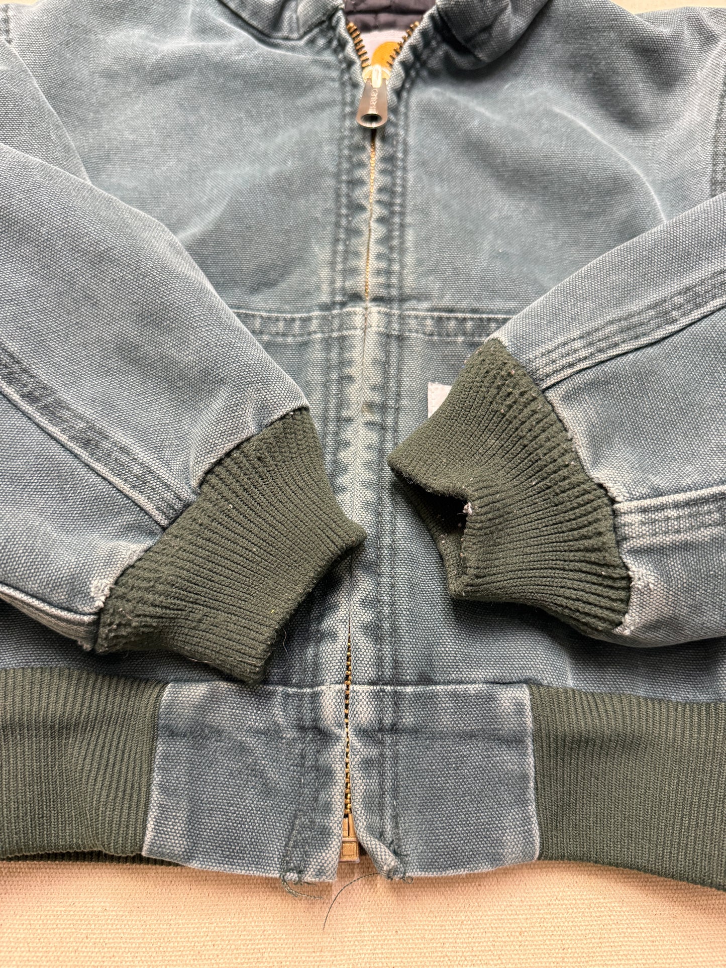 1999 90s Kids Toddler Vintage Carhartt Dark Green Quilted Lined Hooded Active Jacket / 2T 3T 4T