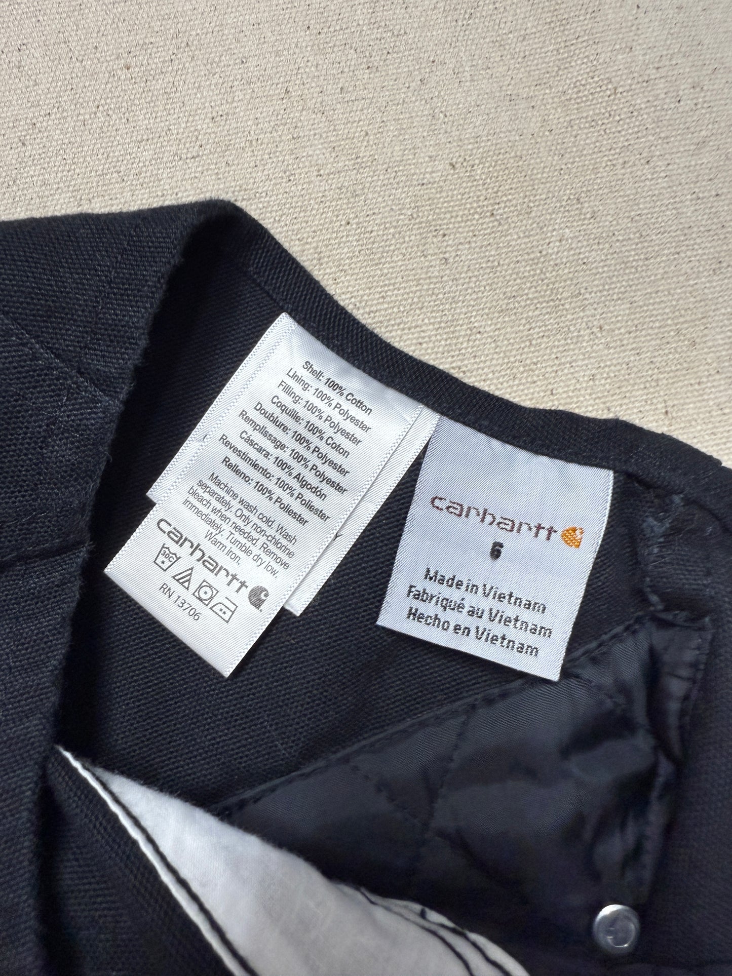 Modern Kids Carhartt Black Bib Double Knee Quilted Liner Overall / 5y 6y