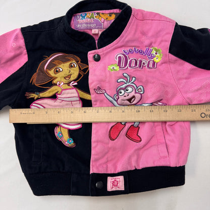 Kids Toddler Dora Racing Pink Snap Jacket 3T