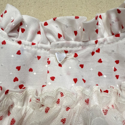 80s 90s Kids Toddler Vintage Martha's Miniatures Heart AOP Lace Raffle Volume dress / 5y 6y 7y