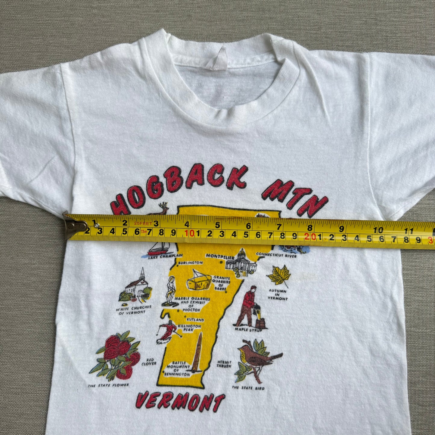 60s Kids Toddler Vintage Fruit of the Loom Hogback Mountain Vermont Souvenir White Single Stitch Short Sleeve T-Shirt 6Y