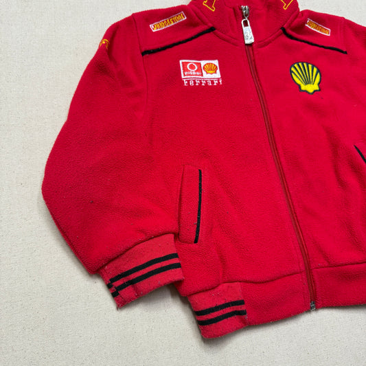 90s 2000' Kids Toddler Vintage Ferrari Shell Red Full Zip Up Racing Fleece Jacket / 3T 4T 5T