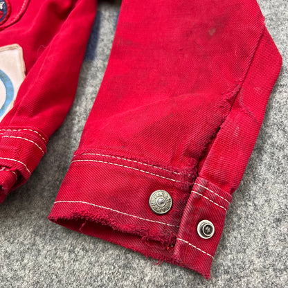 Vintage Youth 80’s Red Denim Jacket With Patches