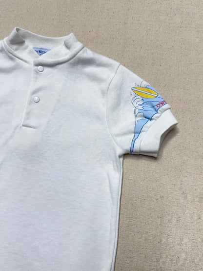 90s Kids Toddler Vintage Oshkosh Bgosh Surf Dog White Tshirt Top / 2T 3T / Made in USA