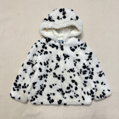 90s Kids Vintage Dalmatian Faux Fur Lined Zip Up Hooded jacket / 5y 6y