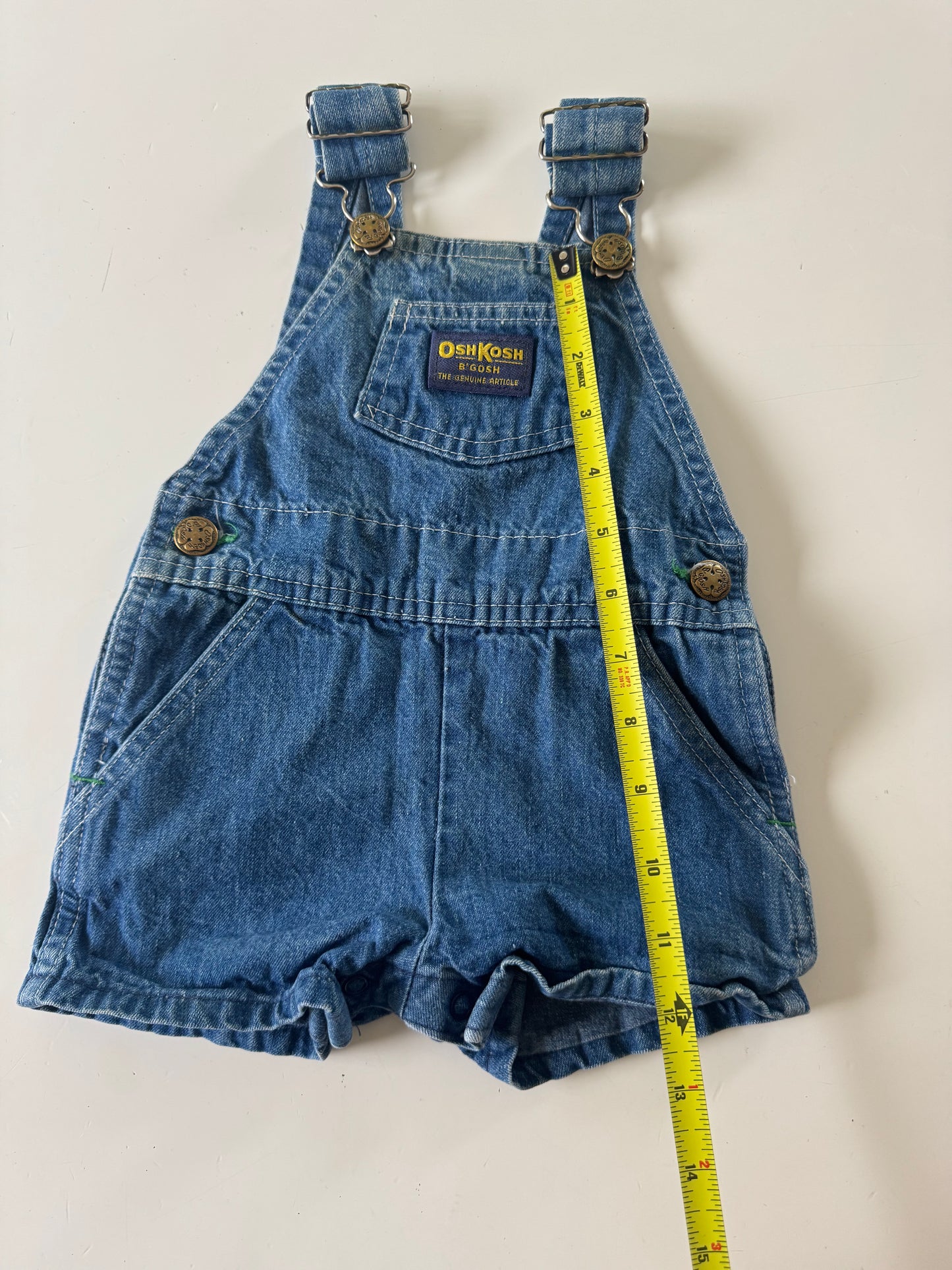 90s Kids Toddler Infant Vintage Baby B’Gosh Oshkosh Blue Denim 100% Cotton Shortalls //6m / Made in USA