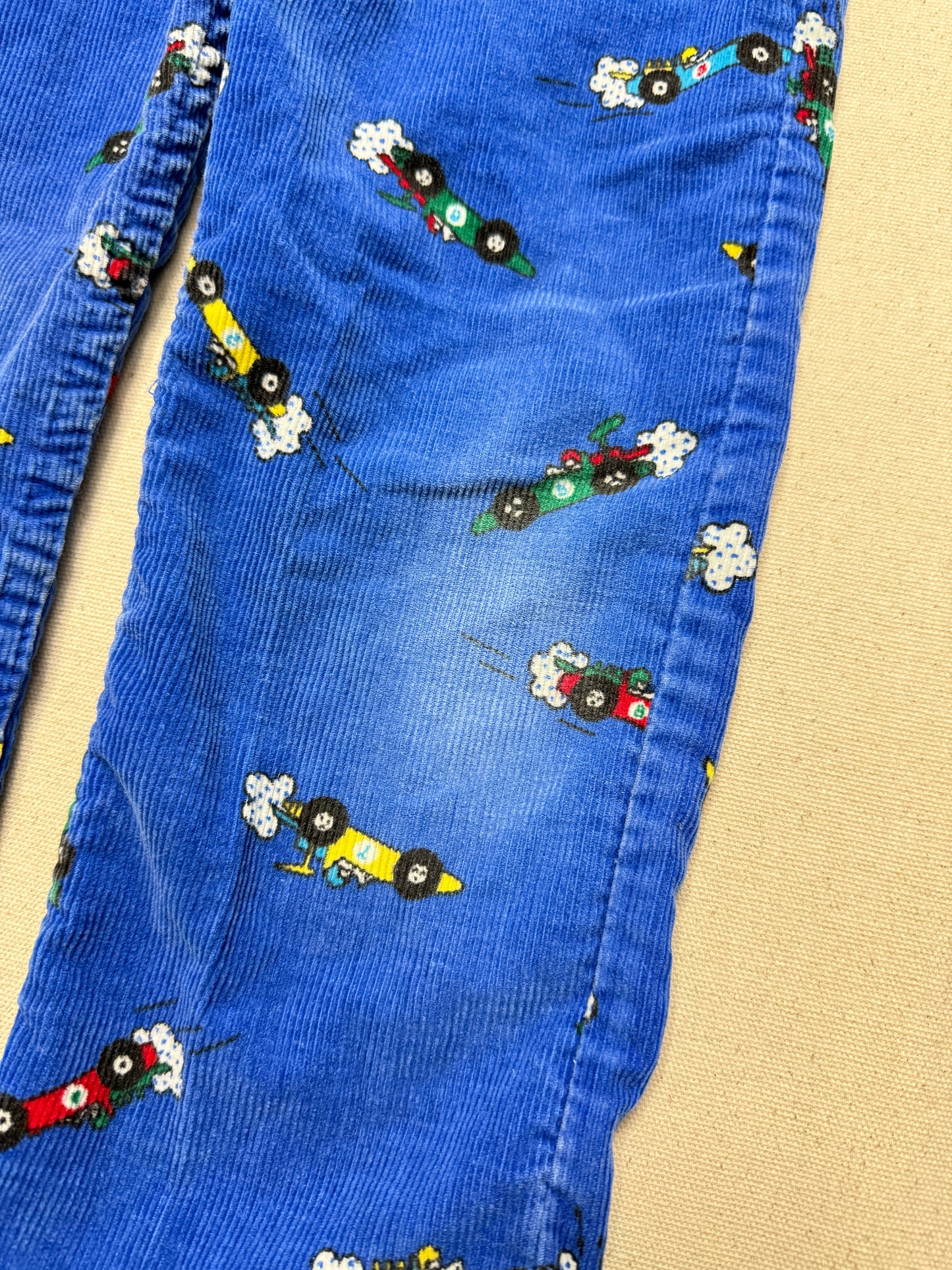 80s 90s Kids Toddler Vintage Oshkosh Bgosh Racing Car AOP Corduroy Painter Pants / 4T 5T / Made in USA