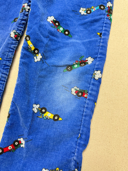 80s 90s Kids Toddler Vintage Oshkosh Bgosh Racing Car AOP Corduroy Painter Pants / 4T 5T / Made in USA