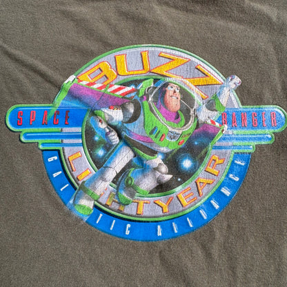 90s Kids Vintage Toddler Buzz Lightyear Army Green 100% Cotton T-Shirt 2Y 3Y 4Y