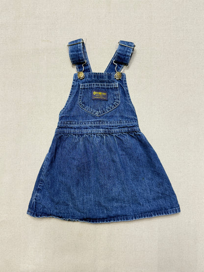 90s Kids Toddler Vintage Oshkosh Bgosh Cross Back Simple Casual Denim Dress / 18m 24m 2T / Made in USA