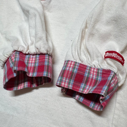 90s Kids Toddler Infant Vintage Baby B’Gosh Oshkosh 2 Piece Set Plaid Overall With Matching White Ruffle Long Sleeve /2T / Made in USA