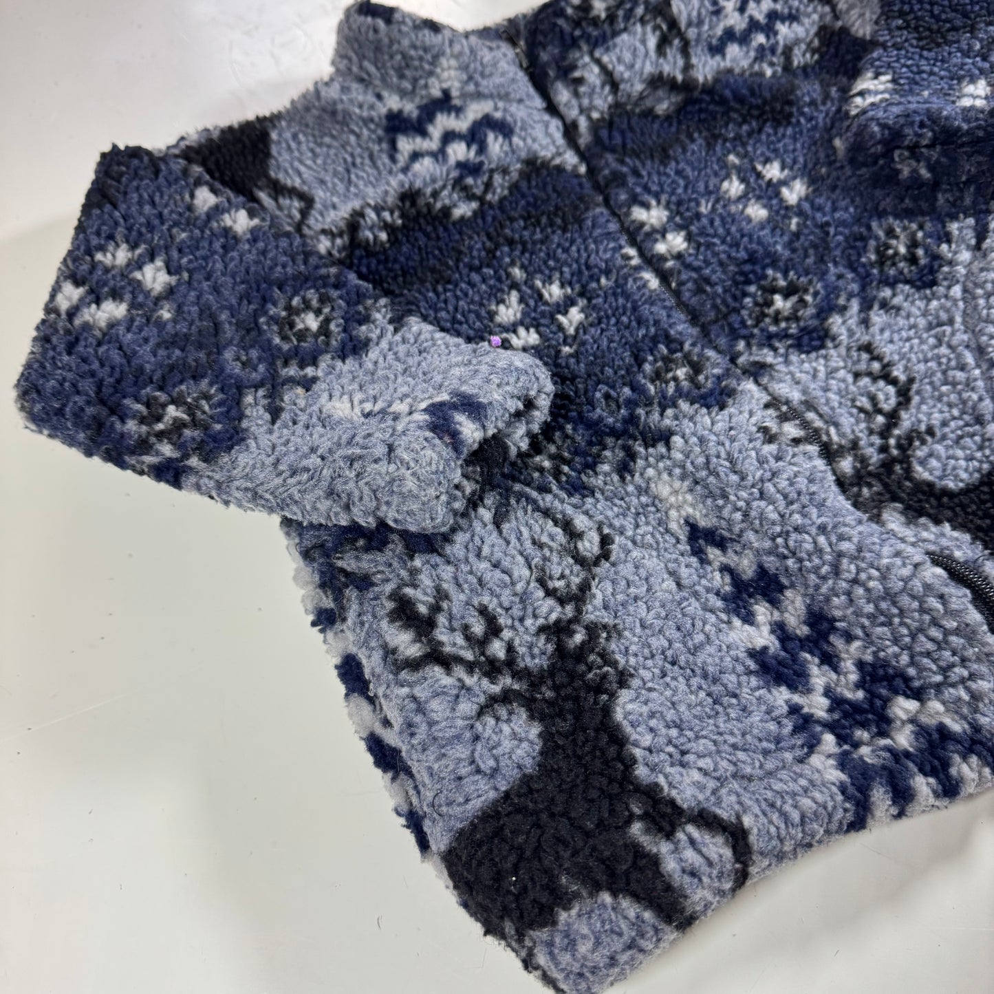 90s Kids Toddler Vintage Zip Fleece Raindeer Blue Tone Black Mountain Fleece S 3T 4Y 5YMade in USA