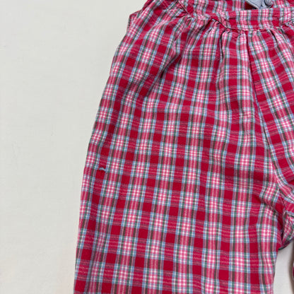 90s Kids Toddler Infant Vintage Baby B’Gosh Oshkosh 2 Piece Set Plaid Overall With Matching White Ruffle Long Sleeve /2T / Made in USA