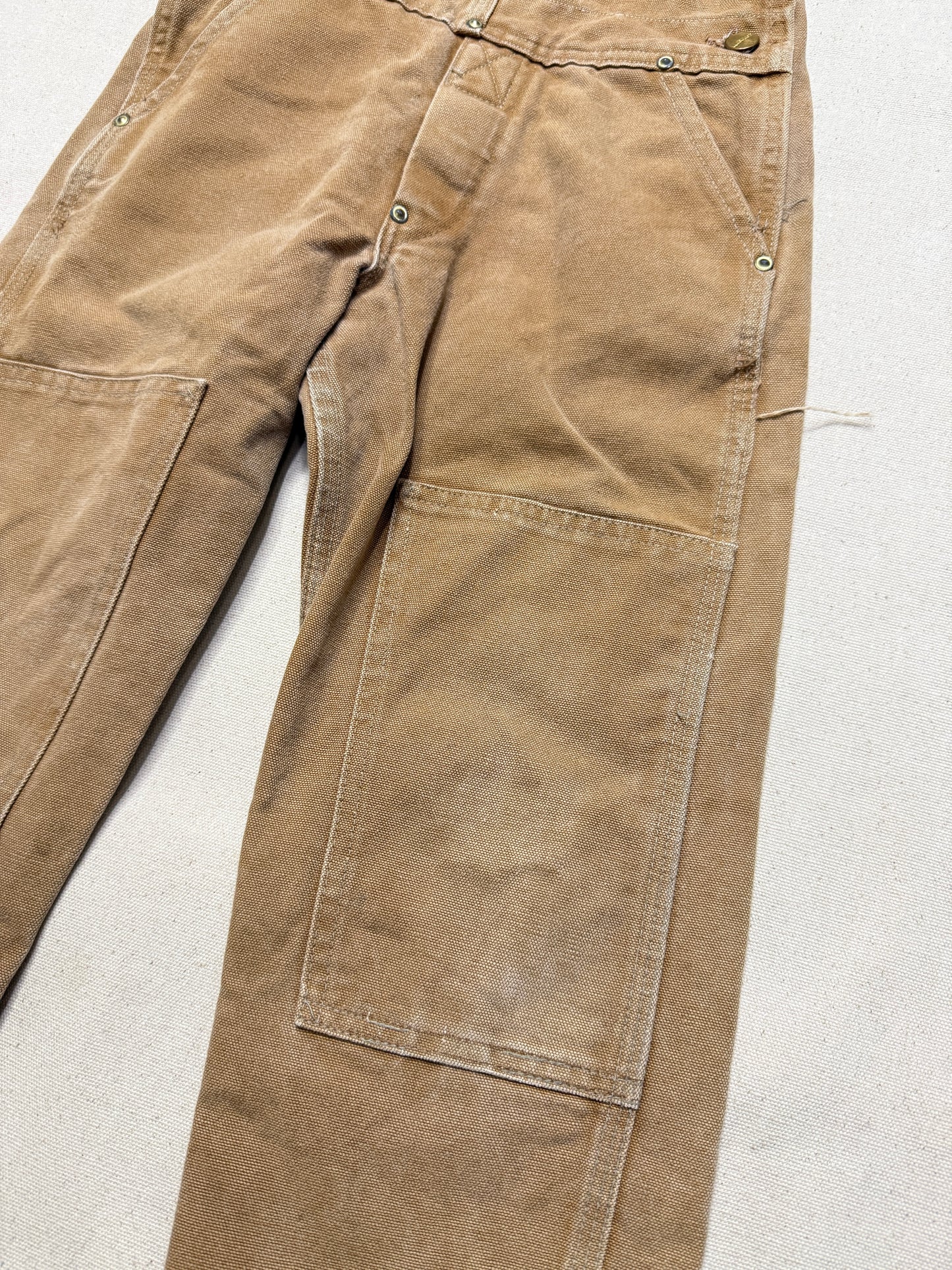 90s/2000 Kids Toddler Vintage Carhartt Canvas Double Knee Bib Light Brown Overall / 4T 5T 6y