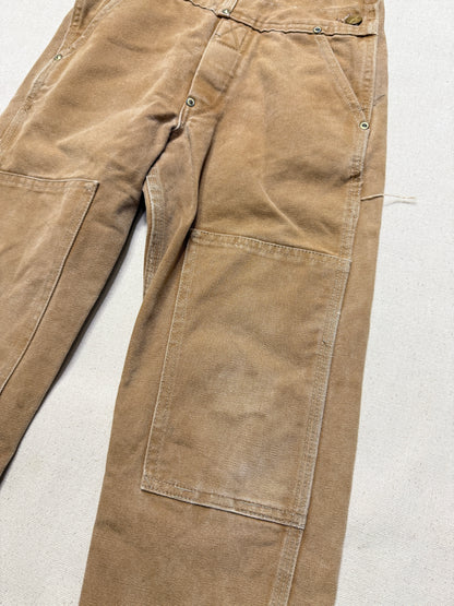 90s/2000 Kids Toddler Vintage Carhartt Canvas Double Knee Bib Light Brown Overall / 4T 5T 6y