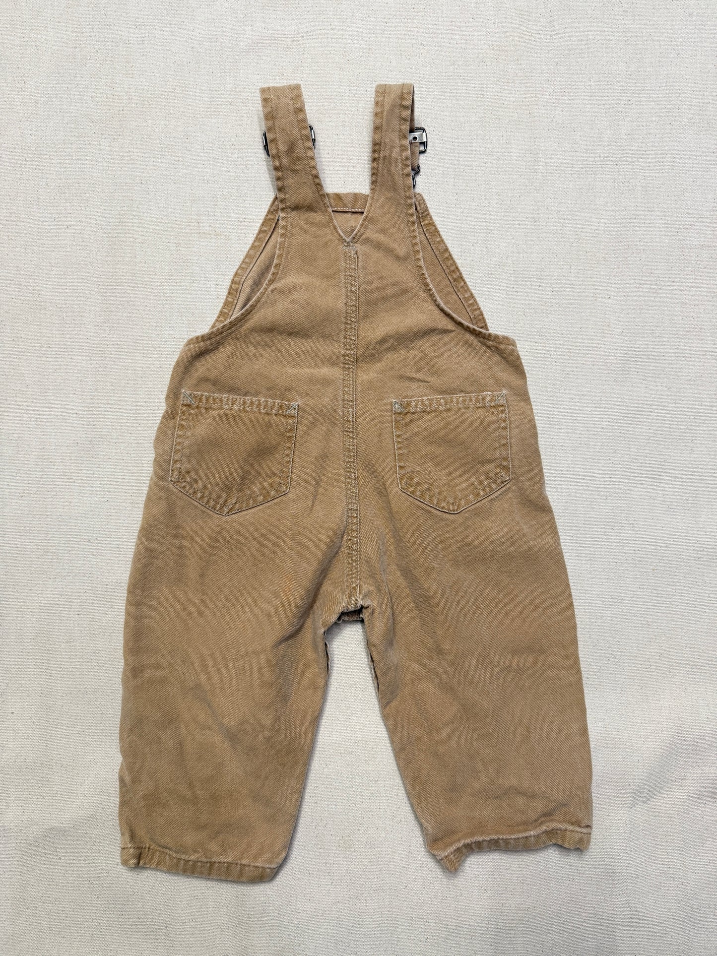 90s 2000 Kids Infant Vintage Carhartt Canvas Bib Light Brown Overall / 12m 18m 24m