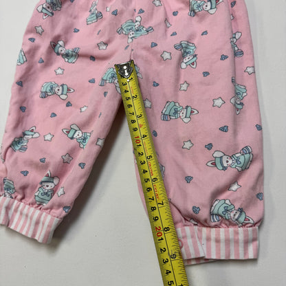 90s Kids Vintage Oshkosh B’Gosh Pink Bunny AOP Front Bow 100% Cotton Overall / 2T / Made in USA