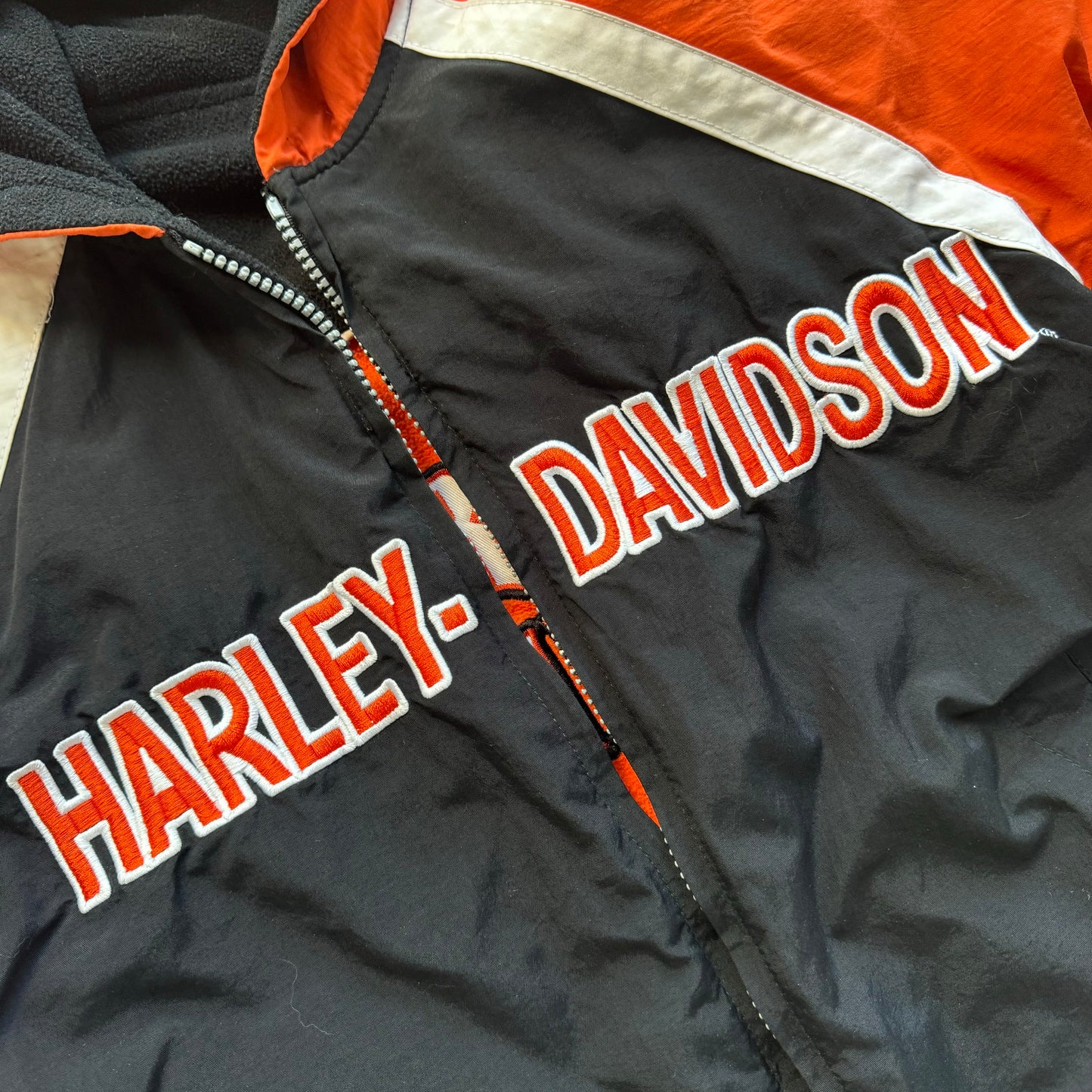 Kids Youth Reversible Fleece Harley Davidson Zip Jacket With Pockets Big Logo S 8Y 9Y 10Y