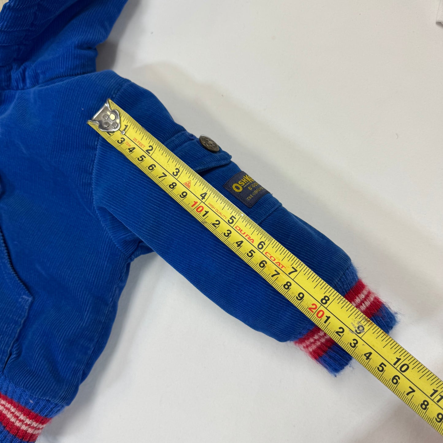 90s Kids Toddler Oshkosh B’Gosh Royal Blue Corduroy Zip Lined Jacket With Hood 24m/ Made in USA