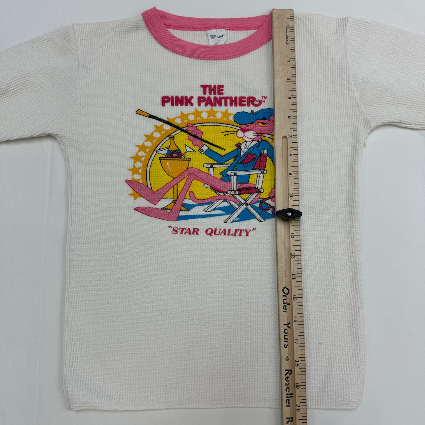 80s Kids Vintage Pink Panther ‘ Star Quality’ Thermal Long Sleeve Size M 8-10Y