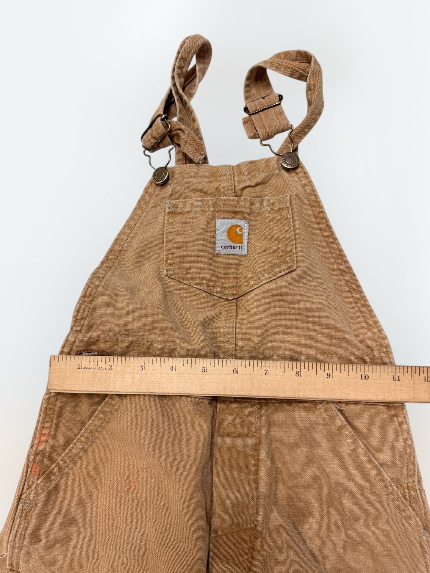 Kids Vintage Carhartt Faded Light Brown Overall Double Knees 6Y 7Y