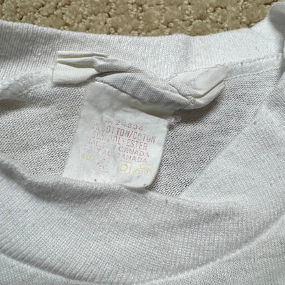 1986 80s Kids Toddler Vintage T-Shirt “ Beware I Bite, Love Bites Of Course! “ Single Stitch White 50/50 Short Sleeve 3Y 4Y 5Y Baby Tee Made in Canada