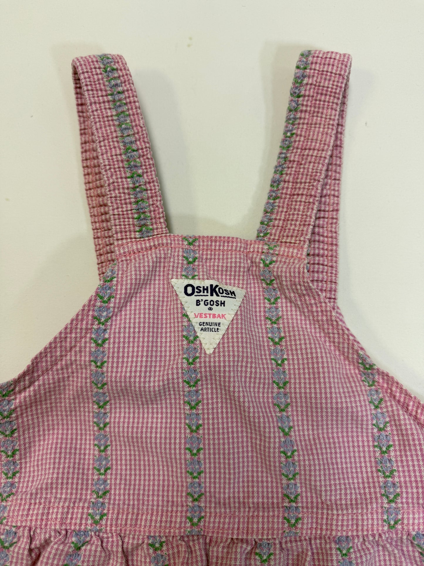 ASIS / 90s Kids Toddler Vintage Oshkosh Bgosh Froral Stripe Pattern Pink Shortall / 2T 3T