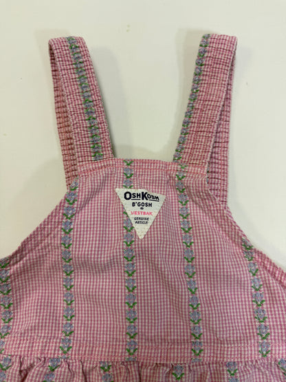 ASIS / 90s Kids Toddler Vintage Oshkosh Bgosh Froral Stripe Pattern Pink Shortall / 2T 3T