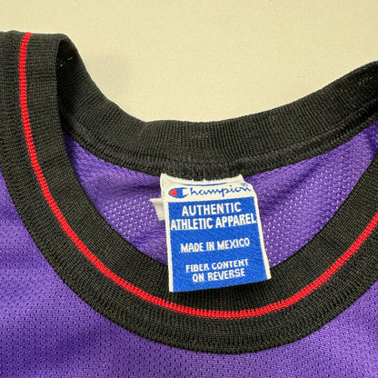 90s VTG Kids Champion Raptors #21 Camby Purple Basketball Jersey L 14-16