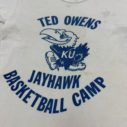 70s Vintage Artex Kids Ted Owens Jayhawk Basketball Camp White T-shirt