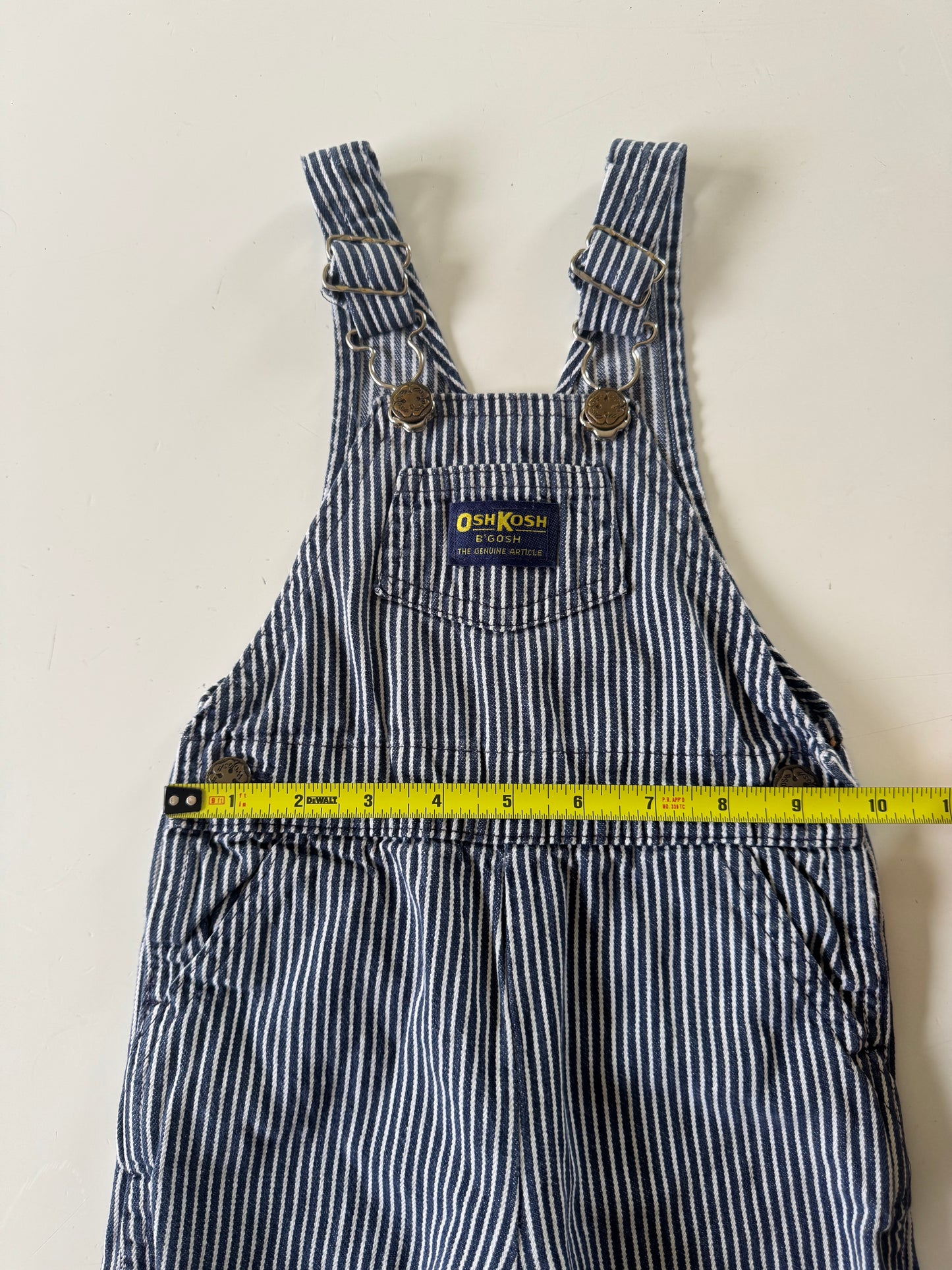90s Kids Toddler Infant Vintage Baby B’Gosh Oshkosh Navy White  Hickory Overalls //24m / Made in USA