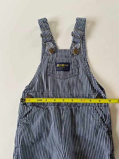 90s Kids Toddler Infant Vintage Baby B’Gosh Oshkosh Navy White  Hickory Overalls //24m / Made in USA