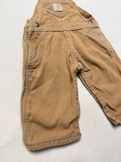 2002 Kids Infant Baby Vintage Carhartt Canvas Bib Light Brown Overall / 6m 9m 12m