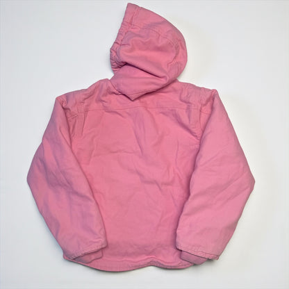 2000s Kids Vintage Pink Carhartt Zip Hooded Fleece Lined Jacket S 7Y 8Y