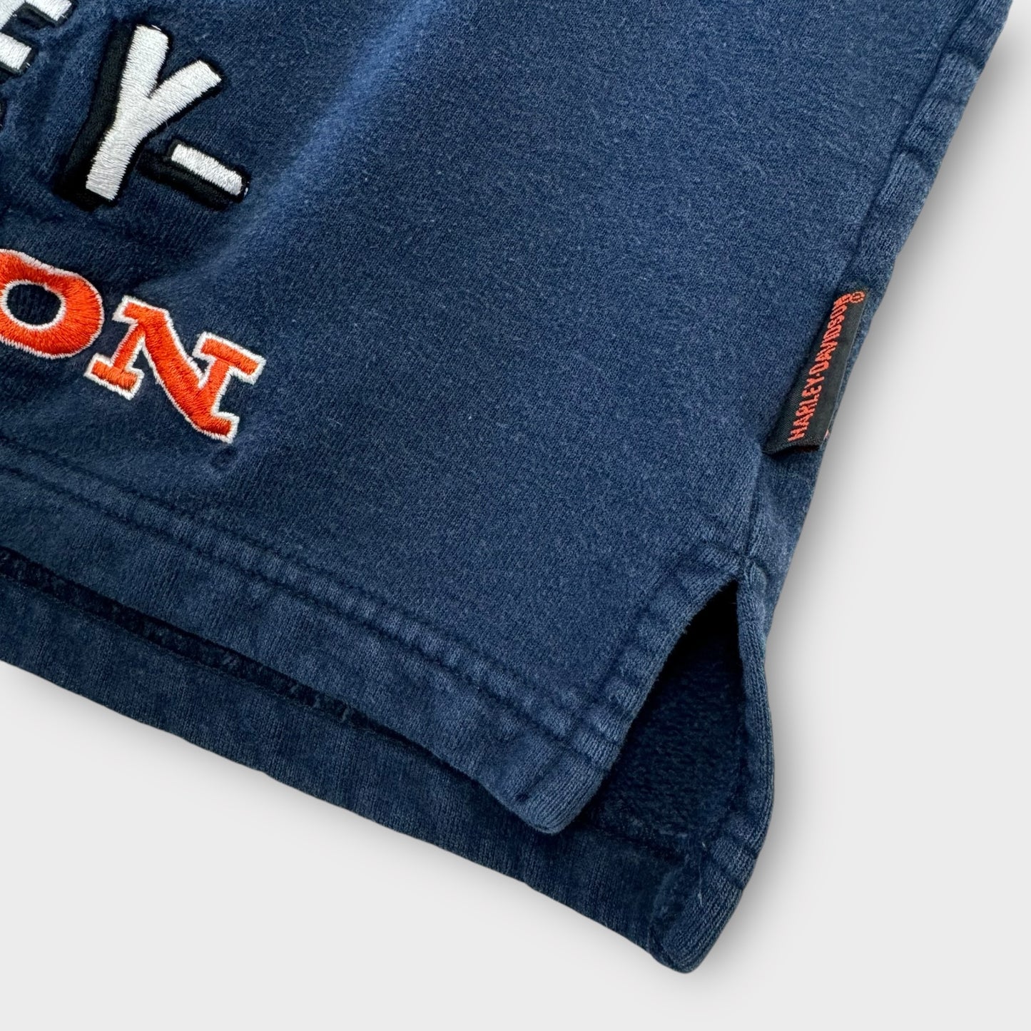 Kids Youth Vintage Harley Davidson Navy Pullover Sweatshirt Big Logo Front and Back S 8Y 9Y 10Y