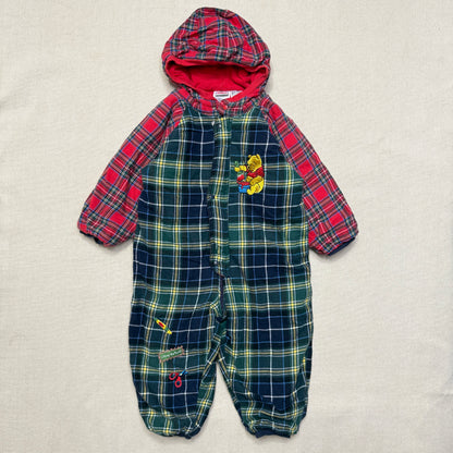 Vintage The Disney Store Winnie the Pooh Plaid Check Thick Winter Romper / 24m 2T 3T