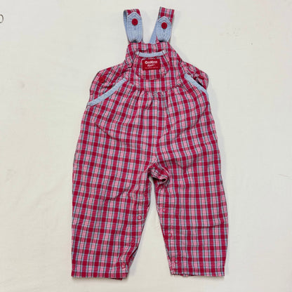 90s Kids Toddler Infant Vintage Baby B’Gosh Oshkosh 2 Piece Set Plaid Overall With Matching White Ruffle Long Sleeve /2T / Made in USA