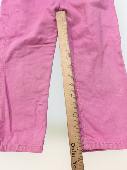 Kids Vintage Pink Carhartt 100% Cotton Fleece Plaid Lined Overalls 4T