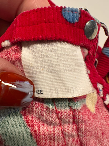 90s Kids Toddler Infant Vintage Baby B’Gosh Oshkosh Red Corduroy Tools Prints AOP //24m / Made in USA