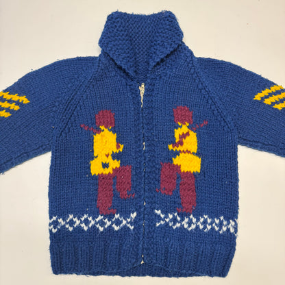 70s 80s Kids Toddler Vintage Royal Guard Embroidered Shawl Collar Cowichan Sweater 2Y 3Y 4Y