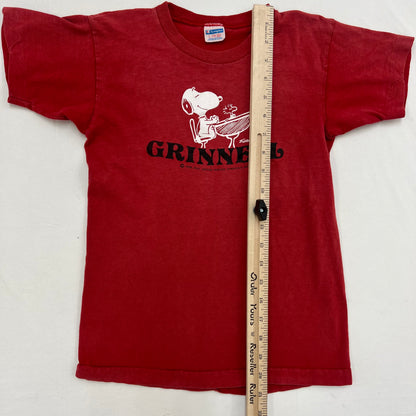 Kids 70s Vintage Champion Snoopy Red Grinnell T-shirt L(14-16Y) Made in USA