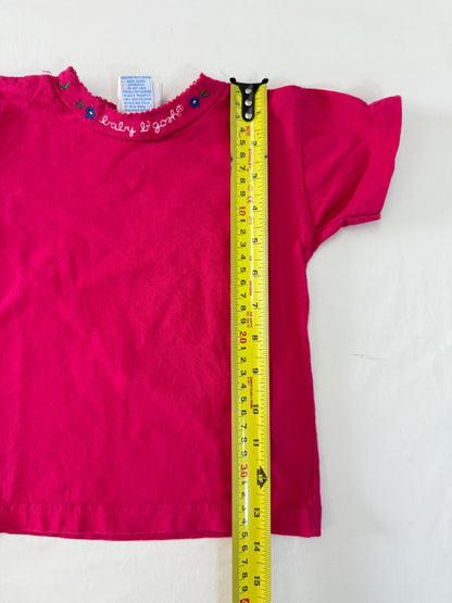 90s Kids Toddler Infant Vintage Baby Bgosh Oshkosh Bgosh Plaid Check Pink Tshirt Overall 2pc Set / 12m 18m 24m / Made in USA