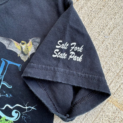 2000s Kids Youth Vintage Natural Science Salt Fork State Park 100% Cotton Black T-Shirt 8Y 9Y 10Y