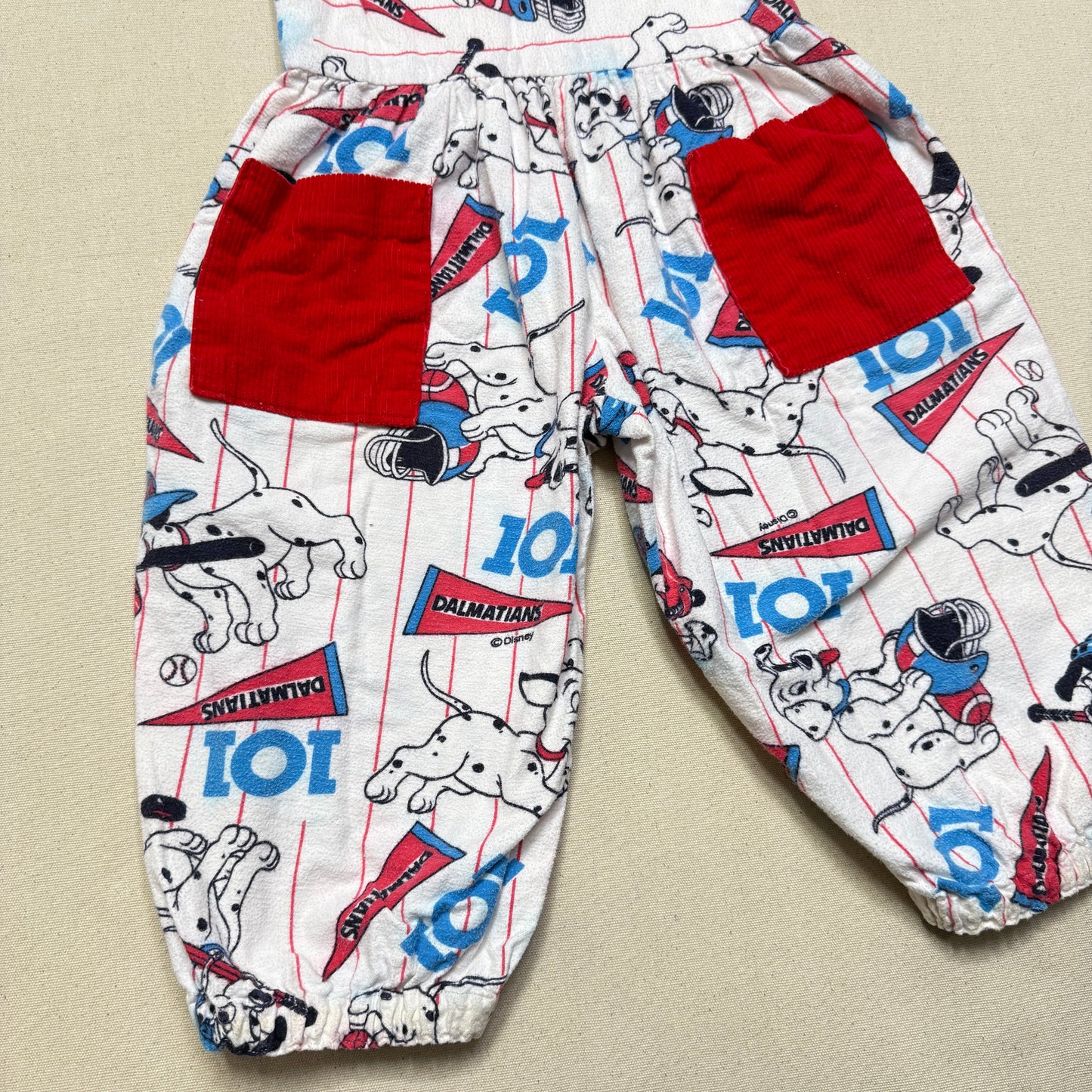 90s Kids Vintage Handmade Dalmatian Loose Fit Overall & Corduroy Zip Up Jacket 2pc Set / 4T 5T
