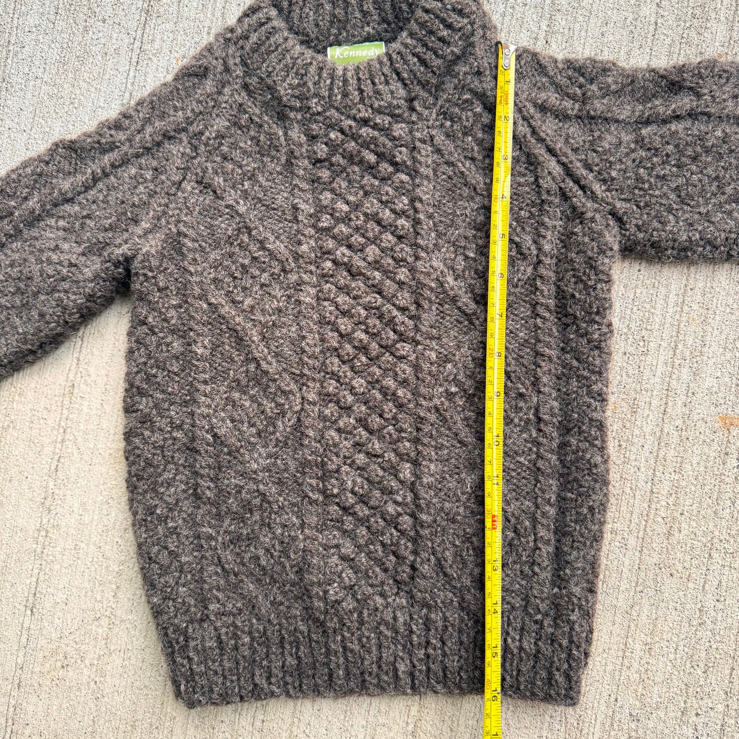 Toddler Kids Vintage Kennedy of Ardara Brown 100% Wool Irish Knit Pullover 4Y 5Y