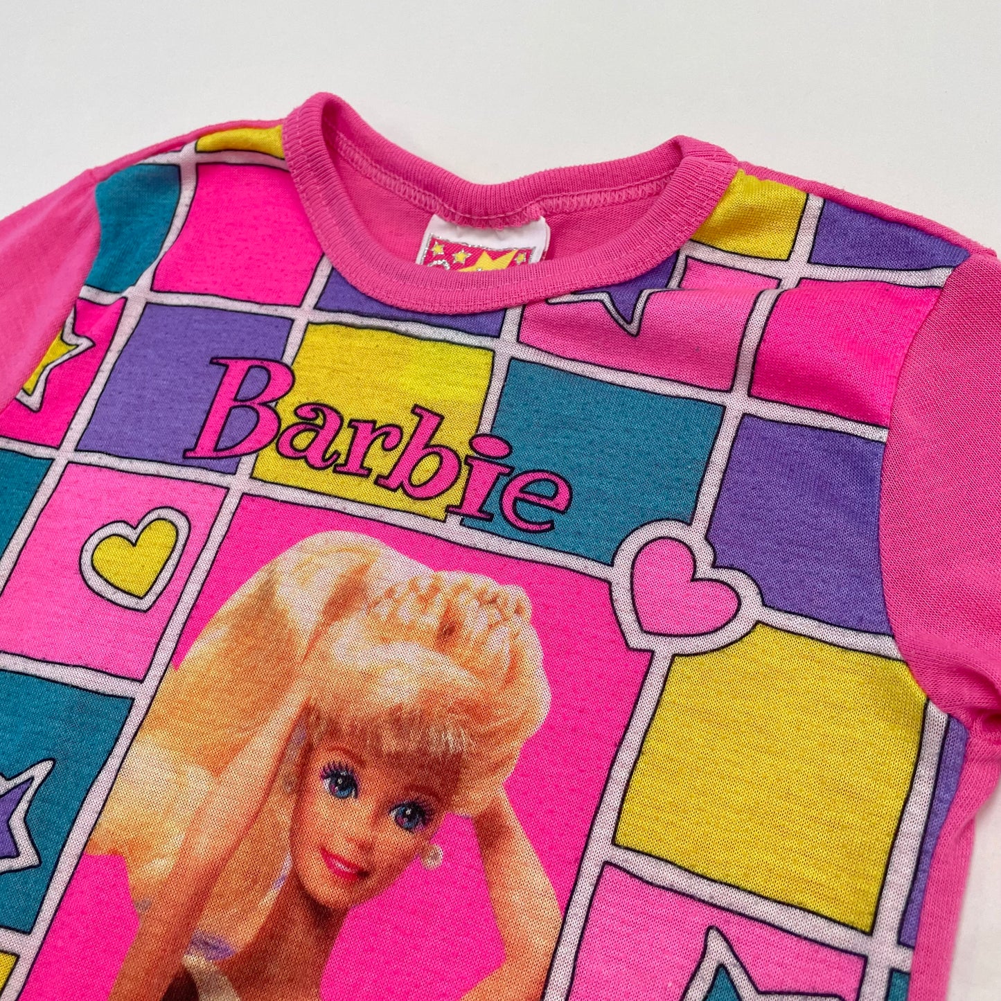 90s 1991 Kids Toddler Vintage Barbie PJ Dress / 3y 4y / 100% Polyester