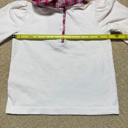 90s Kids Toddler Infant Vintage Baby B’Gosh Oshkosh 2 Piece Set Plaid Overall With Matching White Ruffle Long Sleeve /2T / Made in USA