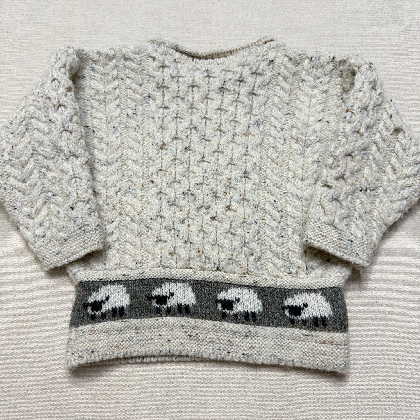 90s Kids Toddler Vintage Sheep Pattern Glencroft Pure Wool irish Fisherman Knit Sweater / 2T 3T