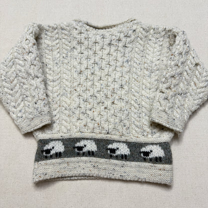 90s Kids Toddler Vintage Sheep Pattern Glencroft Pure Wool irish Fisherman Knit Sweater / 2T 3T