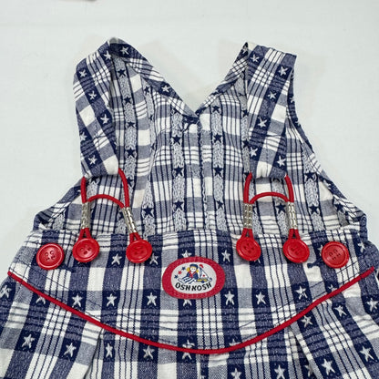 90s Kids Toddler Infant Vintage Baby B’Gosh Oshkosh 2 Piece Set Navy White Star Pattern Overall White T-shirt/ 3m 6m 24m/ Made in USA